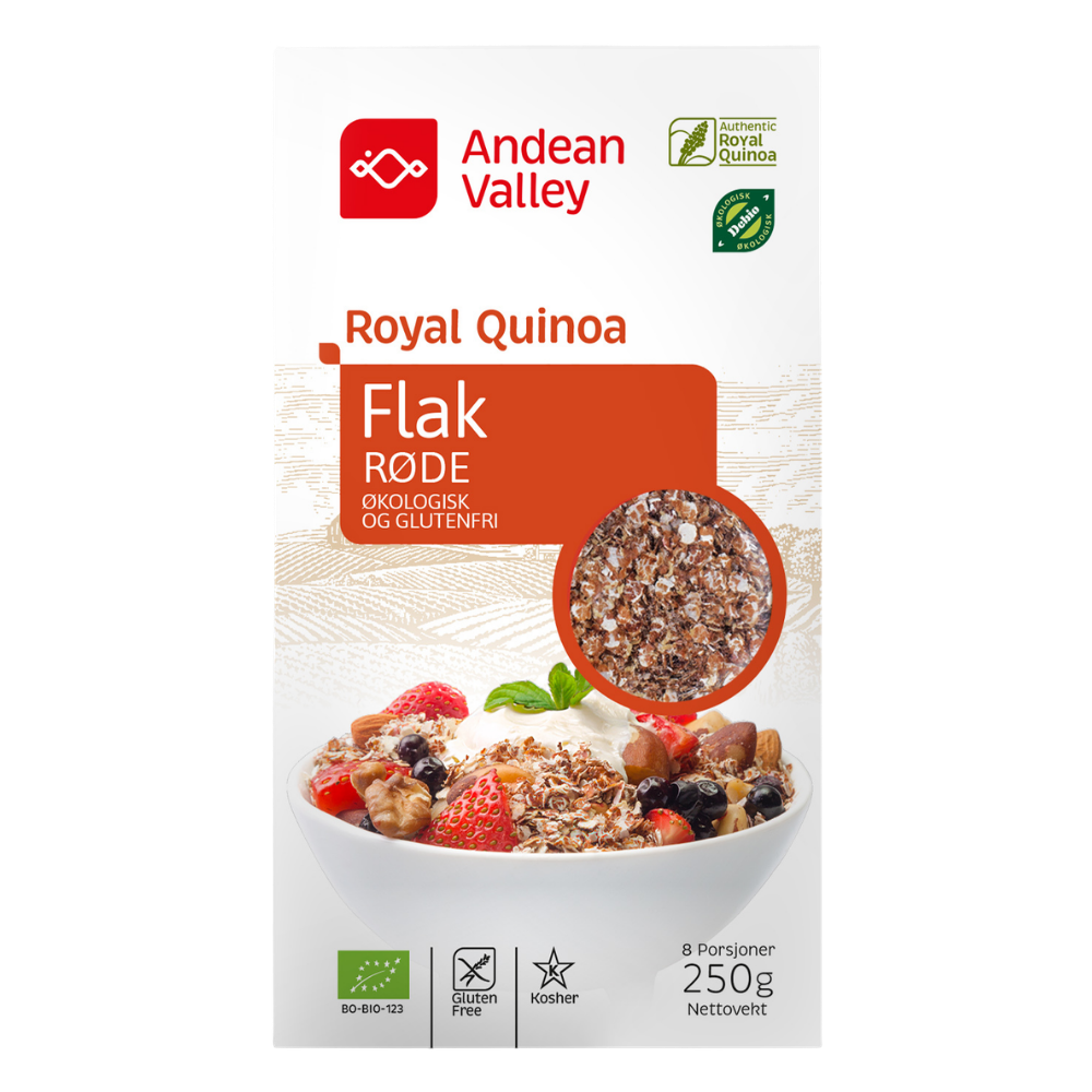 Quinoa Rød Flak Økologisk 250g | Boliviansk flak | Andean Valley